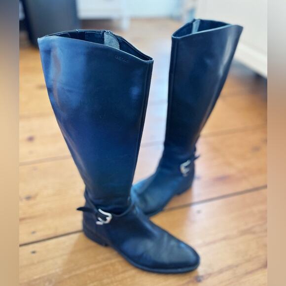 Geox Black Leather Knee-High Boots Size 39 (US 8) - Picture 2 of 13